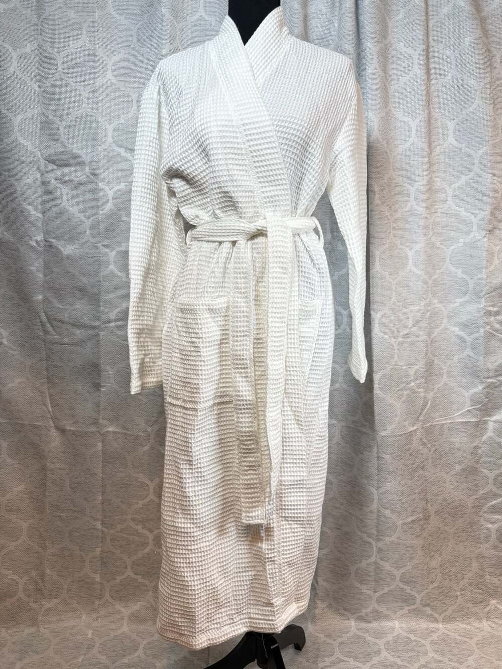 Quince Organic Cotton Waffle Robe Size M White